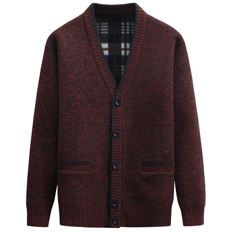 Men's Thick V-Neck Knitted Cardigan for Autumn Winter