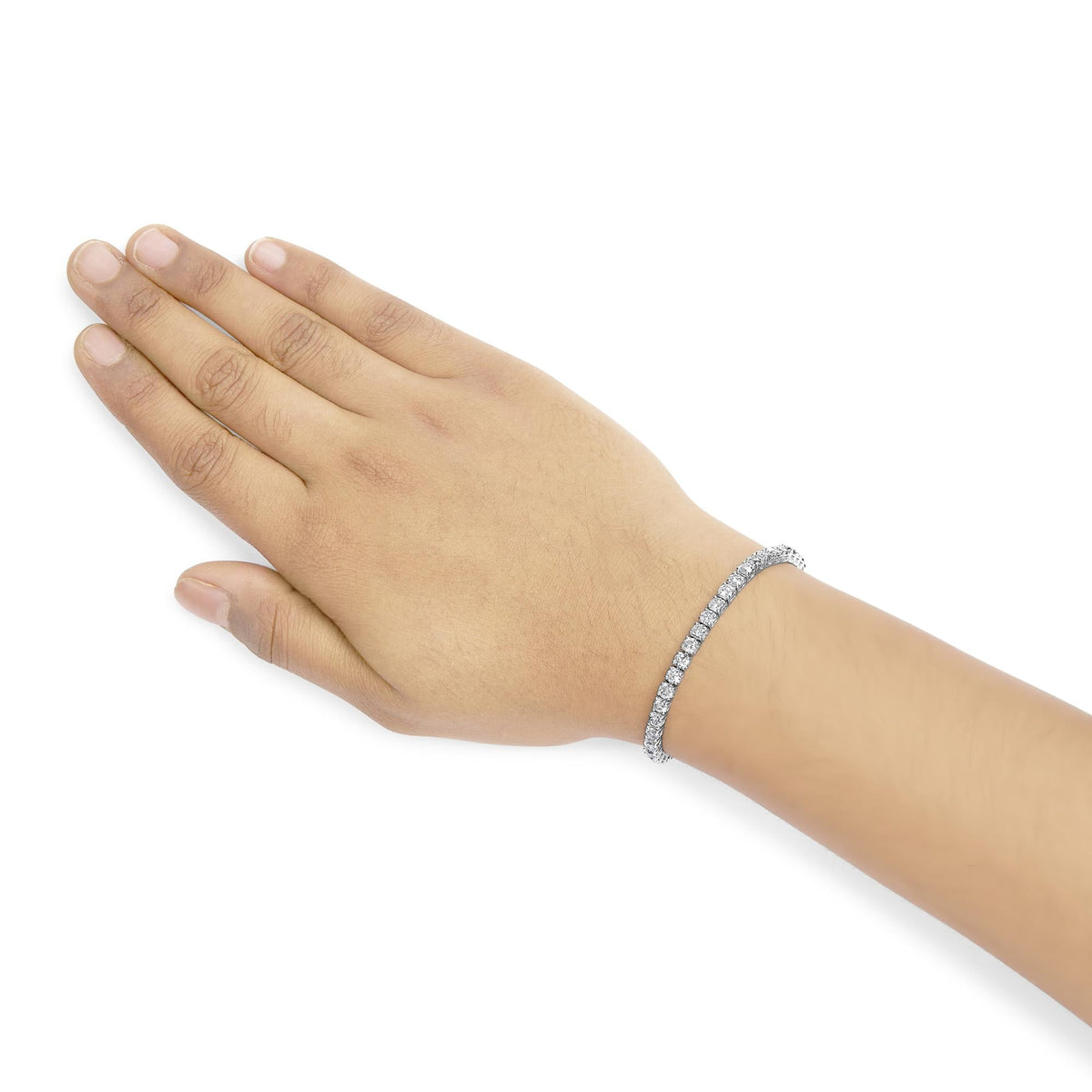 14K White Gold 4-Prong Set Lab Grown Round Diamond Classic Tennis Bracelet (F-G Color, VS1-VS2 Clarity) - 7.25"