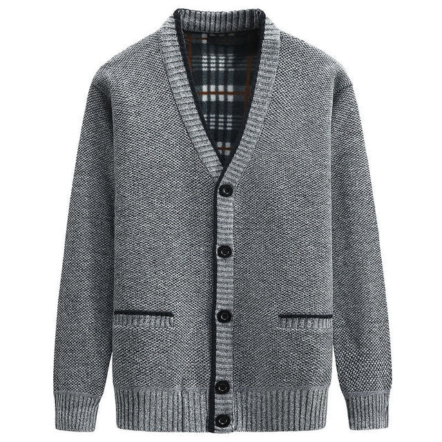 Men's Thick V-Neck Knitted Cardigan for Autumn Winter