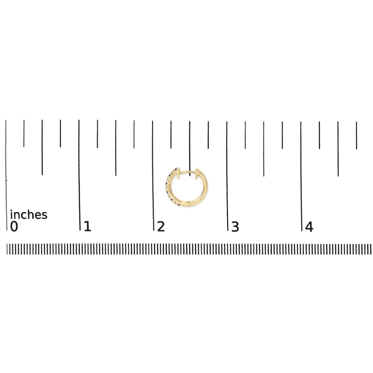 10K Yellow Gold Alternating Blue Sapphire 1/10 Cttw Diamond Huggy Hoop Earrings  (I-J Color, I1-I2 Clarity)