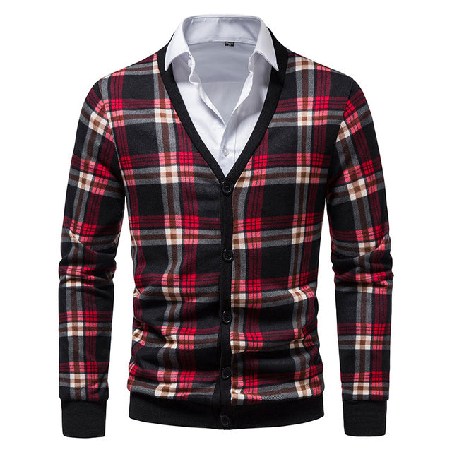Vintage Pattern Slim Fit Cashmere Cardigan for Men