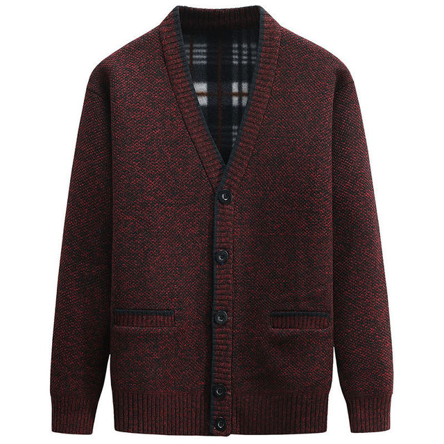 Men's Thick V-Neck Knitted Cardigan for Autumn Winter