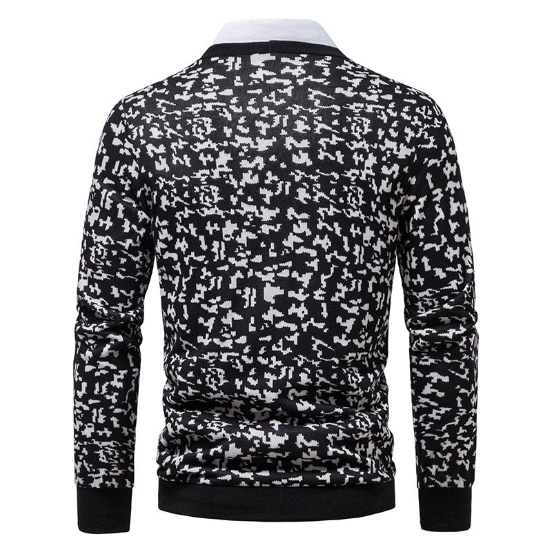 Vintage Pattern Slim Fit Cashmere Cardigan for Men