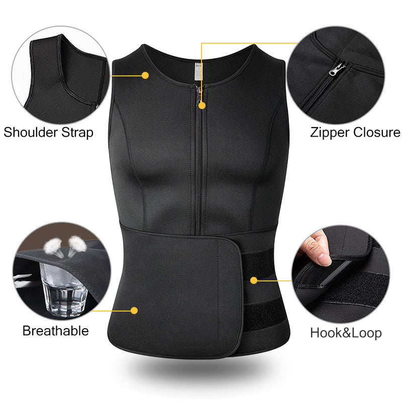 Men's Double Waistband Fitness Suit for Belly Tightening
