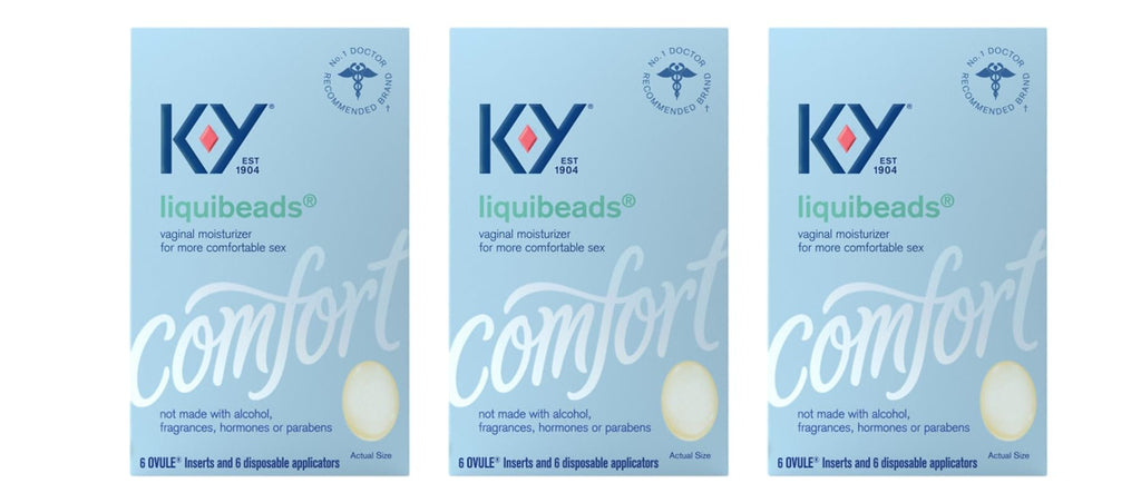 K-Y Liquibeads Silicone-Based Formula 6 Bead Inserts and 6 Applicators Vaginal Moisturizer & Lube for More Comfortable Sex for Men Women and Couples (3 Pack)