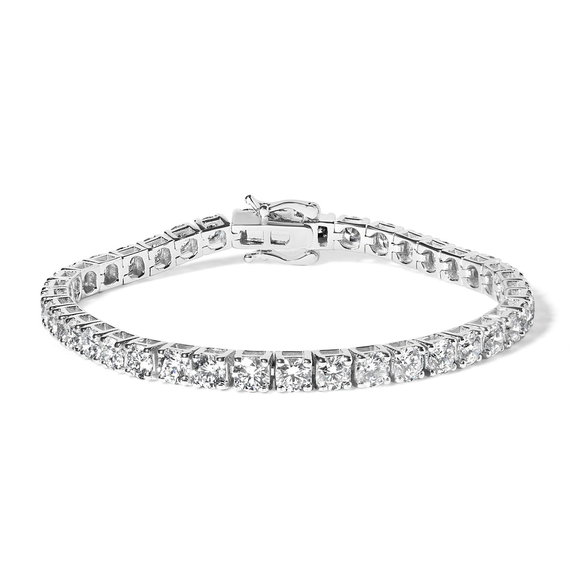 14K White Gold 4-Prong Set Lab Grown Round Diamond Classic Tennis Bracelet (F-G Color, VS1-VS2 Clarity) - 7.25"