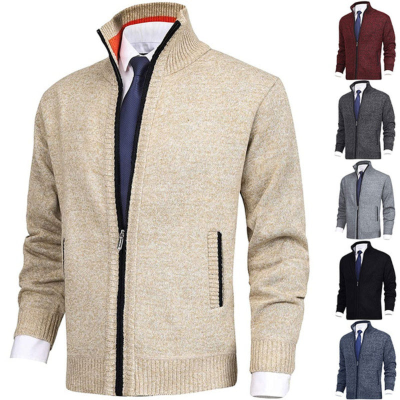 Men's Large Knitwear Cardigan Jacket with Collar