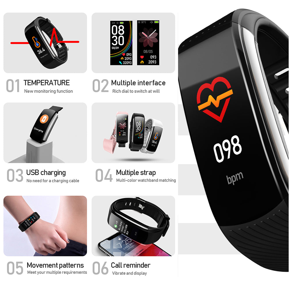 Waterproof Fitness Tracker with Heart Rate and Blood Pressure