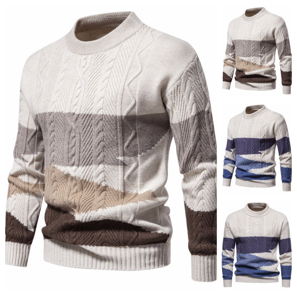Men's Retro Knitwear Color Block Casual Sweater