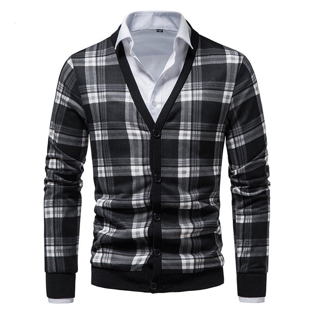 Vintage Pattern Slim Fit Cashmere Cardigan for Men