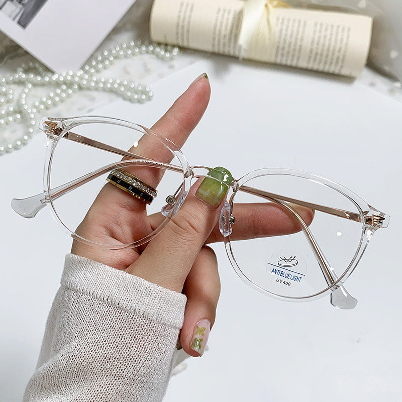 Fashionable Anti-Blue Light Oval Glasses for Students