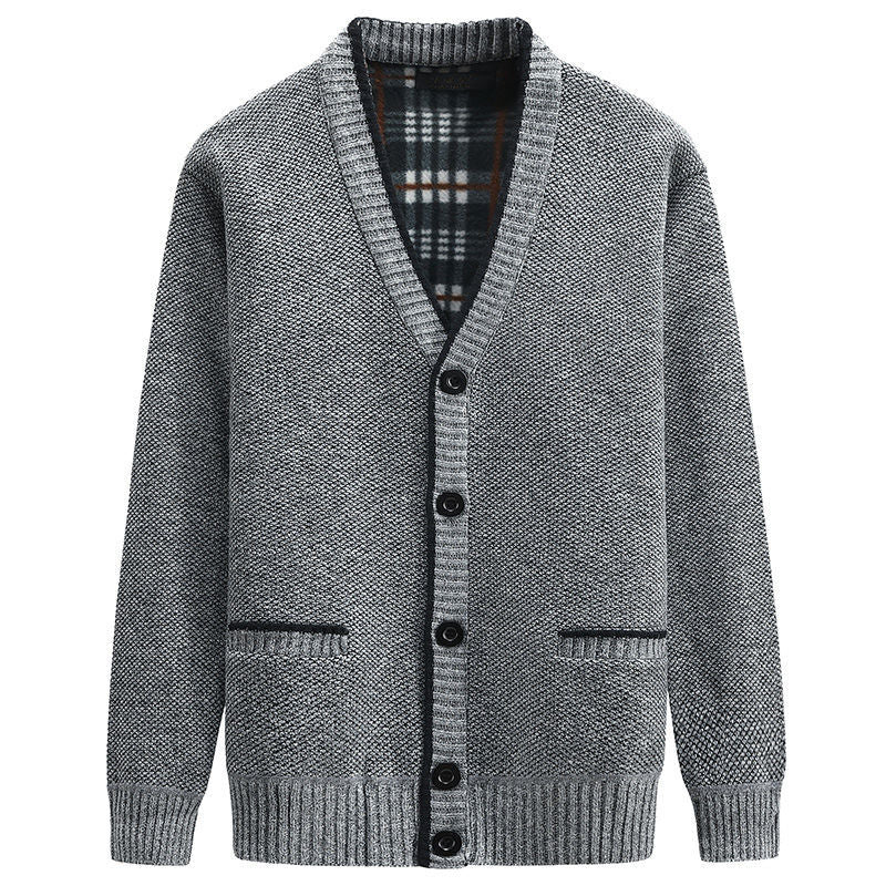 Men's Thick V-Neck Knitted Cardigan for Autumn Winter