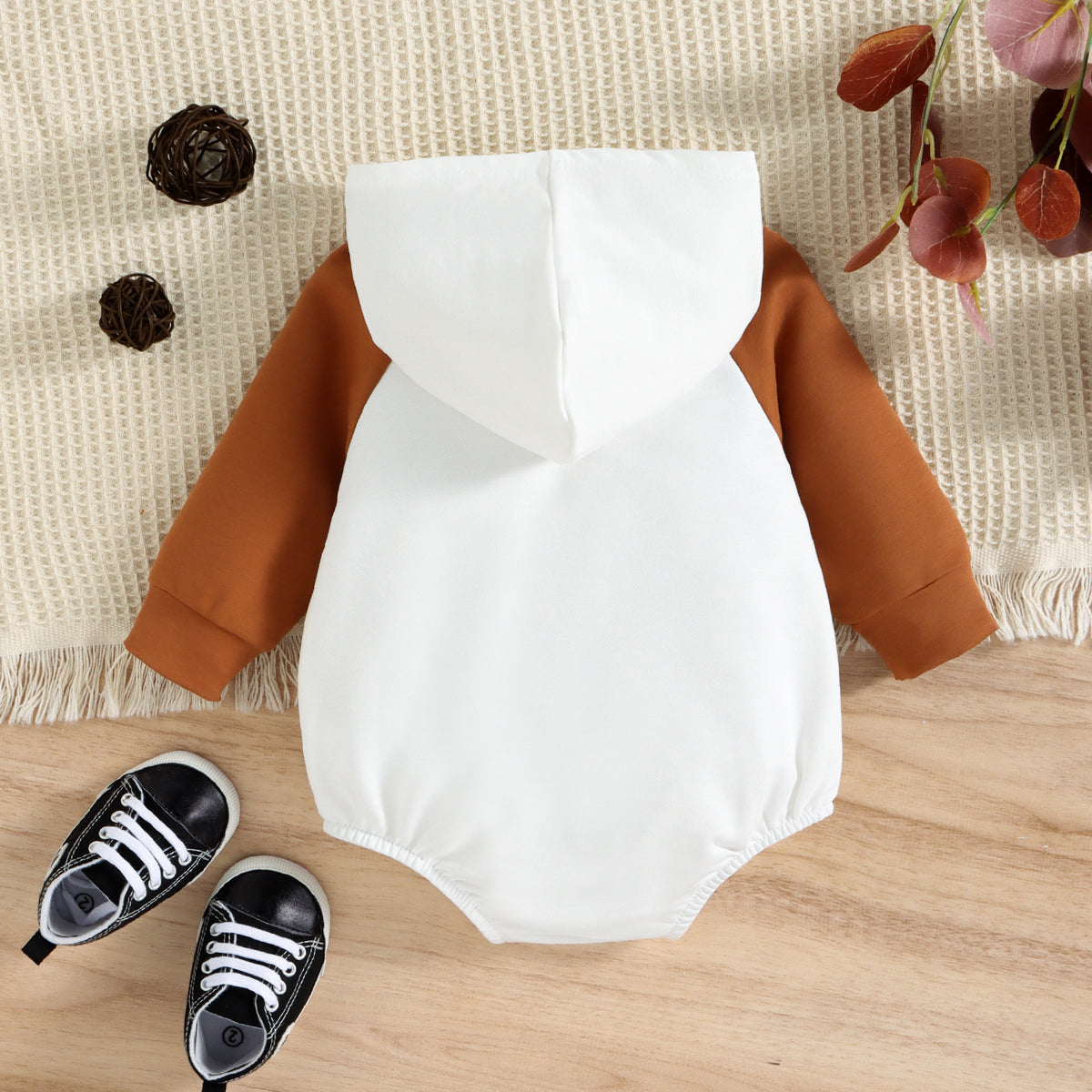 Infant Color Matching Hooded Jumpsuit for Ages 0-2