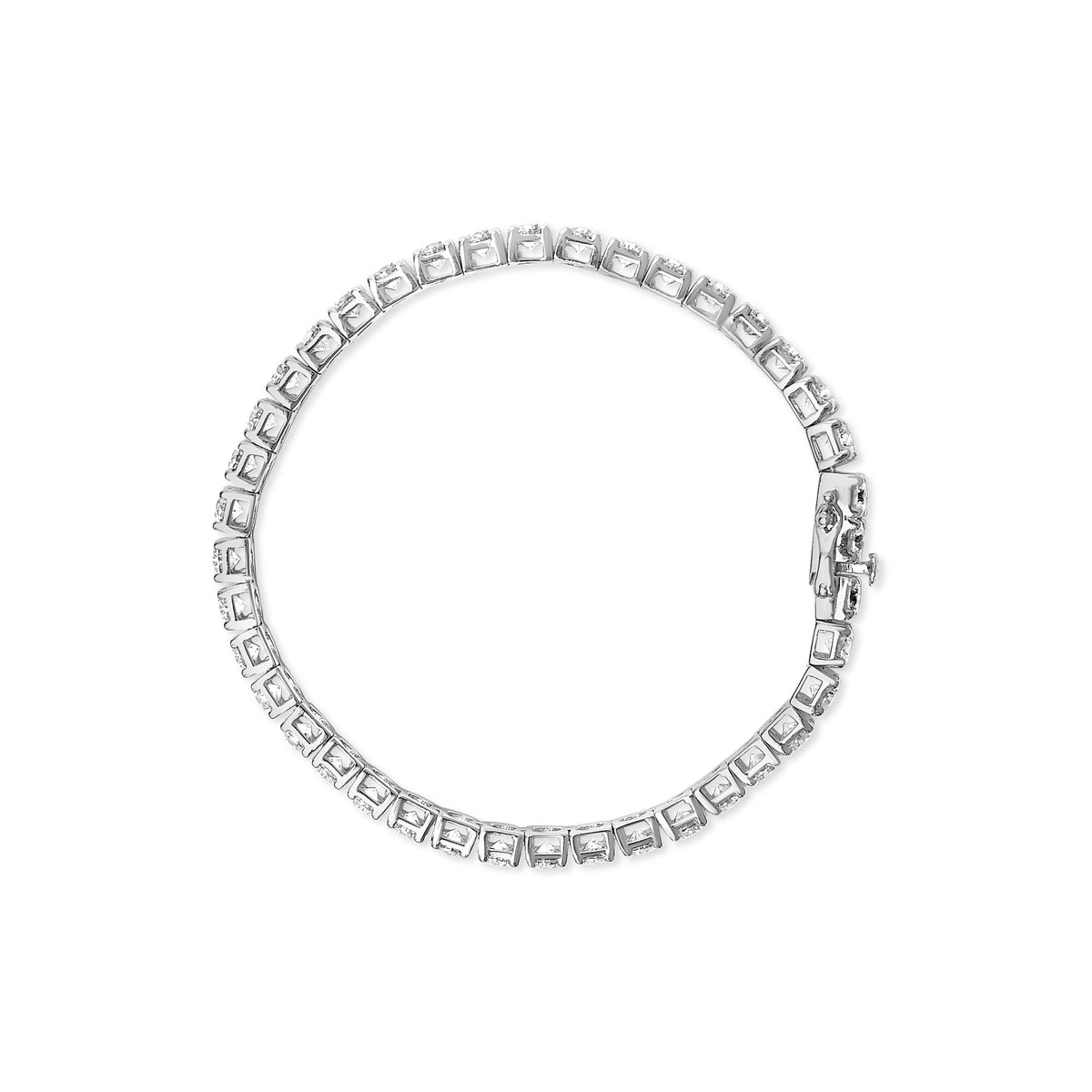 14K White Gold 4-Prong Set Lab Grown Round Diamond Classic Tennis Bracelet (F-G Color, VS1-VS2 Clarity) - 7.25"