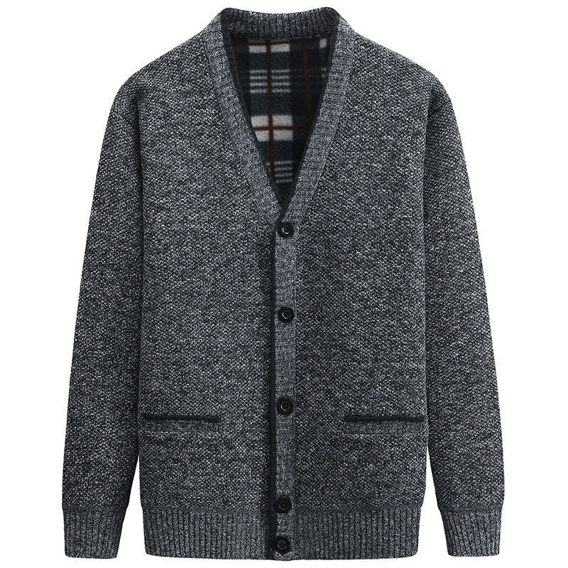 Men's Thick V-Neck Knitted Cardigan for Autumn Winter