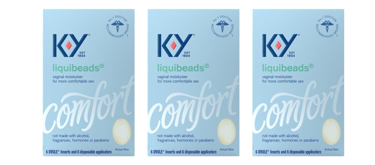 K-Y Liquibeads Silicone-Based Formula 6 Bead Inserts and 6 Applicators Vaginal Moisturizer & Lube for More Comfortable Sex for Men Women and Couples (3 Pack)