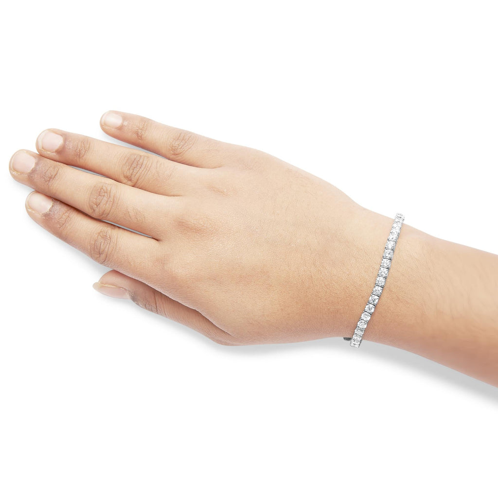 14K White Gold 4-Prong Set Lab Grown Round Diamond Classic Tennis Bracelet (F-G Color, VS1-VS2 Clarity) - 7.25"