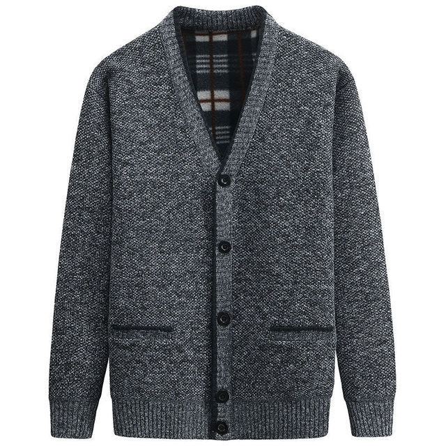Men's Thick V-Neck Knitted Cardigan for Autumn Winter