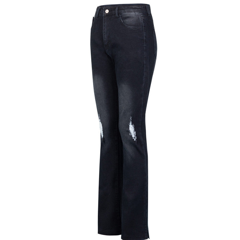 Women's Slim Fit Ripped Flare Jeans, Long Pants