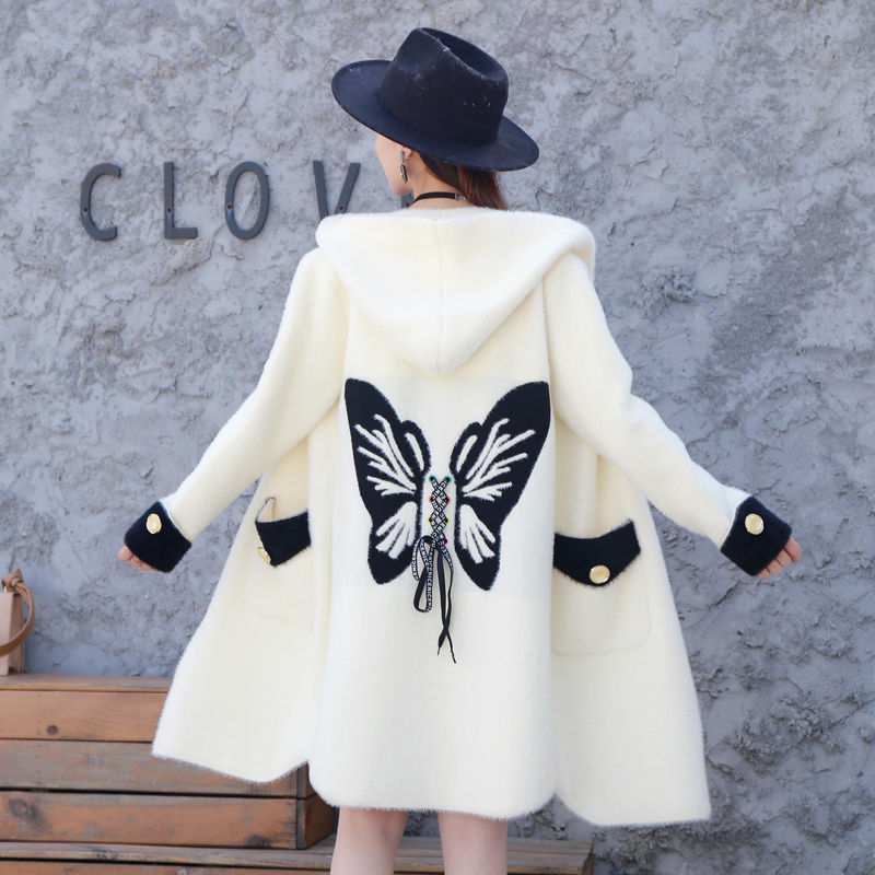 New Double-Sided Cashmere Butterfly Embroidered Coat