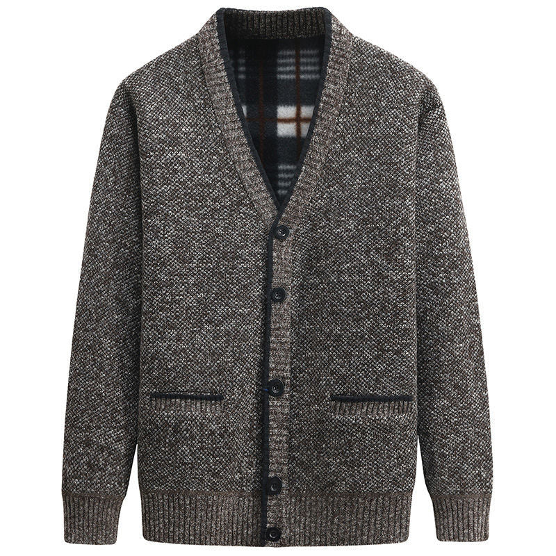 Men's Thick V-Neck Knitted Cardigan for Autumn Winter