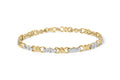 10k Yellow Gold 1/3 Cttw Diamond 3 Stone and X-Link Bracelet (I-J Color, I1-I2 Clarity) - 7.50" Inches