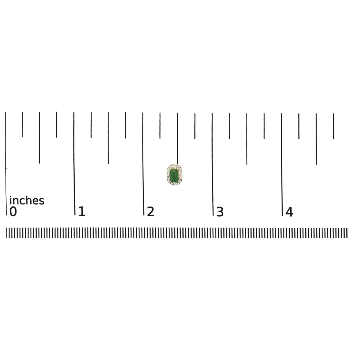 14K Yellow Gold Green Emerald and 1/8 Cttw Diamond Halo Octagonal Shaped Stud Earrings  (I-J Color, I1-I2 Clarity)
