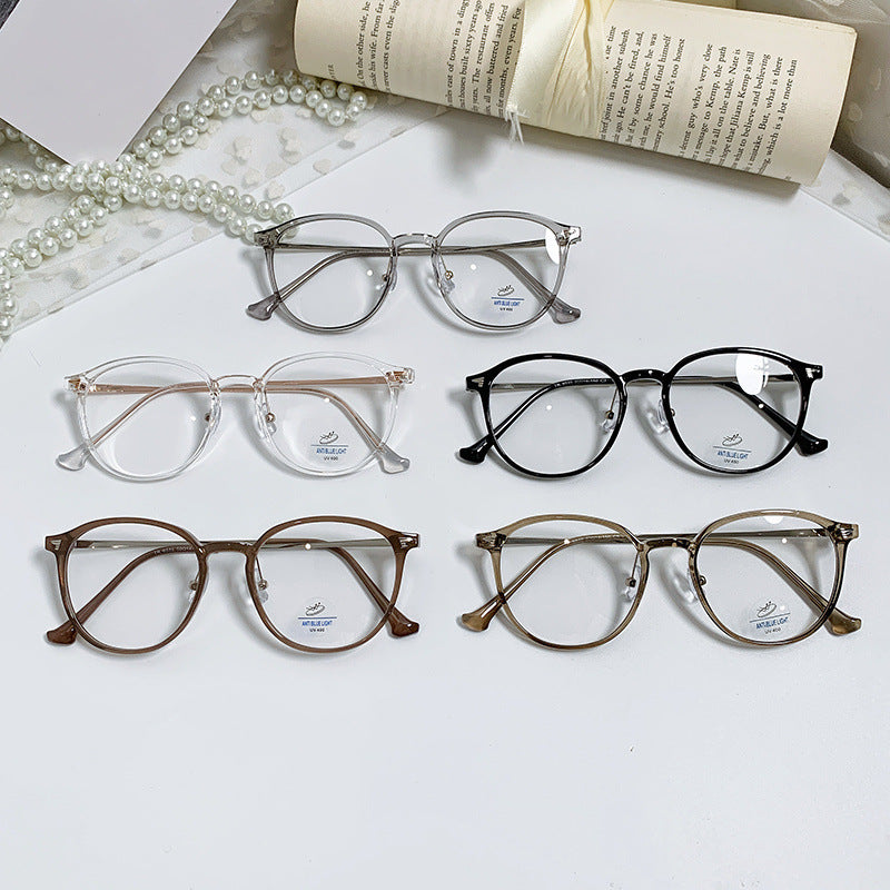 Fashionable Anti-Blue Light Oval Glasses for Students